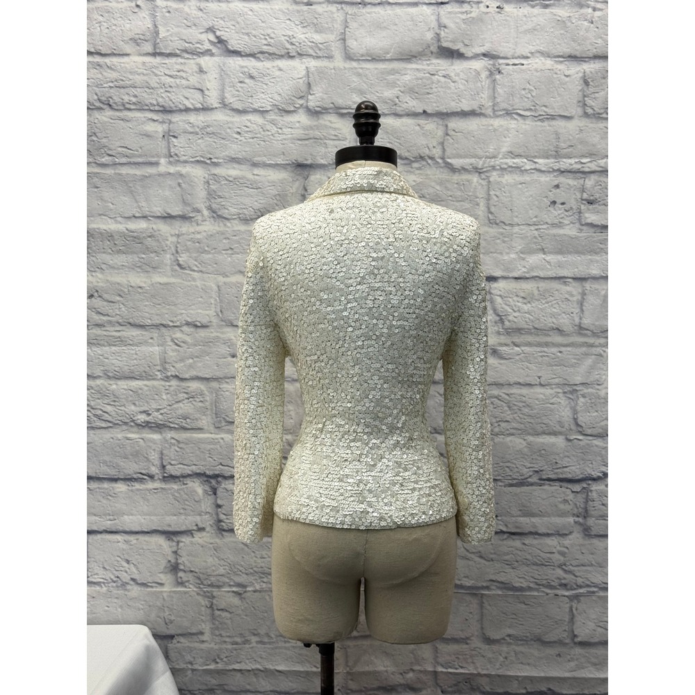 St. John Cream Textured Sequin Blazer - Picture 2 of 3